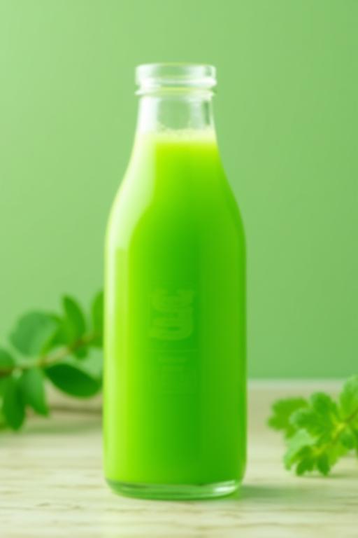 Bottle of cold-pressed green juice with Fresco & Vita label