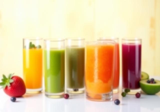 Variety of colorful smoothies